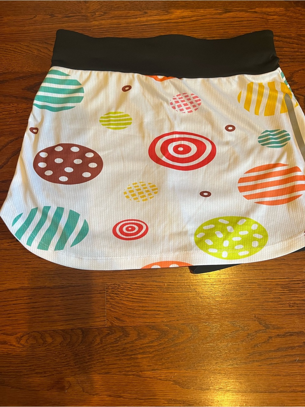 Women’s White Pickleball Skort with Multicolor Dot Print
